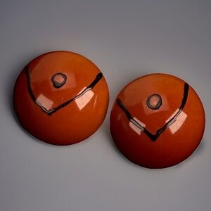 Vintage, retro, raised circle clip on earrings